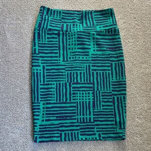 Geometric Patterned Green and Blue Skirt